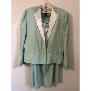 Vintage E.H Woods Skirt suit set Light Green Size 16‎ jacket shirt skirt Lined